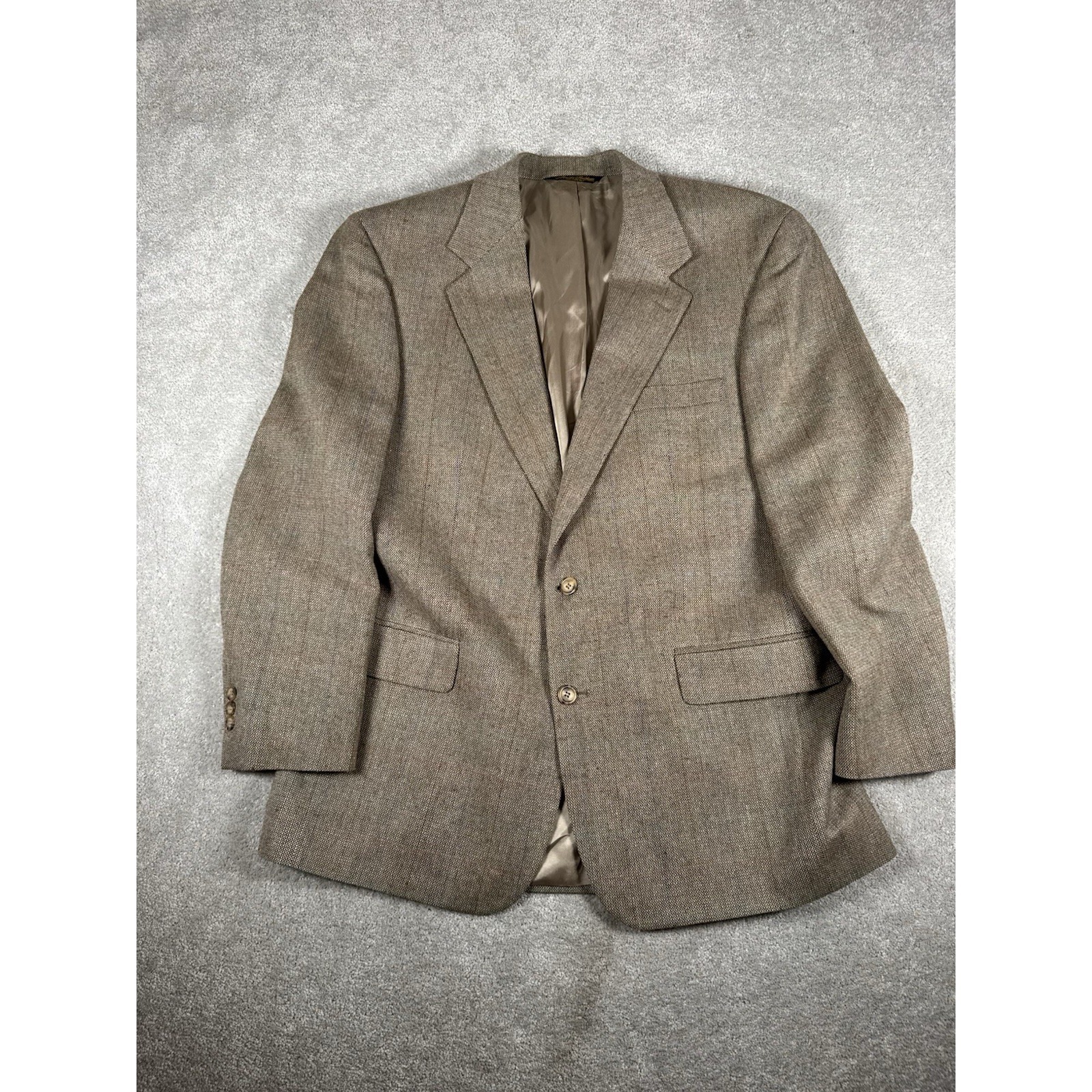 Vtg Brooks Brothers Mens 43r Wool Sport Coat Blazer Suit Jacket Windowpane Brown